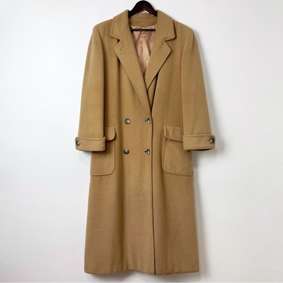 Vintage Camel Hair Coat Neimans Marcus Maxi Coat Tan Long 80s 90s Classic - Picture 4 of 14